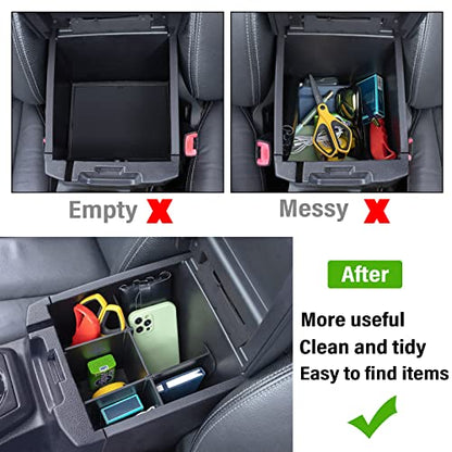Center Console Dividers Organizer Compatible with Toyota Tacoma 2016-2021 2022 2023 Accessories,Insert Box ABS Secondary Storage