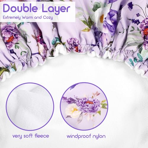 Winter Car Seat Cover Baby Girl Boy, Warm & Windproof Infant Carseat Cover Canopy Protect Baby from Cold Weather, Plush Fleece, Purple Floral - color: Purple Floral