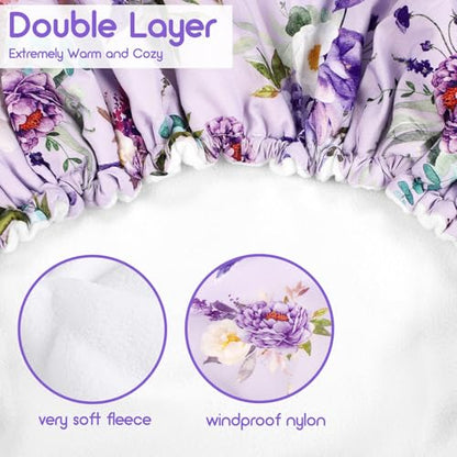 Winter Car Seat Cover Baby Girl Boy, Warm & Windproof Infant Carseat Cover Canopy Protect Baby from Cold Weather, Plush Fleece, Purple Floral - color: Purple Floral