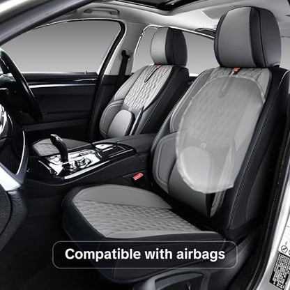 Universal Car Seat Cover, Gray Car Seat Cover, Artificial Leather, Waterproof and Easy to Clean, 360° Coverage for 5 Seats, Protects and Beautifies the Interior, Fits Most Cars - color: B_Gray & Black