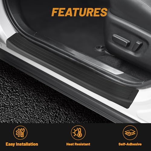 Door Sill Protector, Anti-Scratch Car Door Protection Compatible with Toyota RAV4 Hybrid, RAV4 Prime, RAV4-4 Door Set, Black