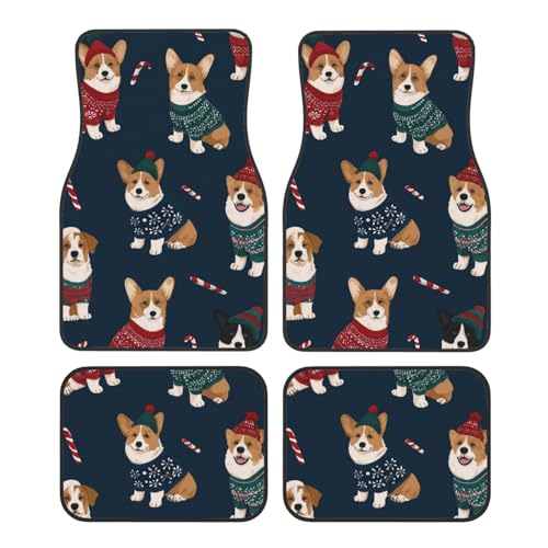 OSAM SPACE Pattern of Corgis Car Floor Mats Set of 4 All Weather Trunk Mat Anti-Slip Automotive Carpet Decor Rugs Universal Car Accessories - color: Pattern Of Corgis