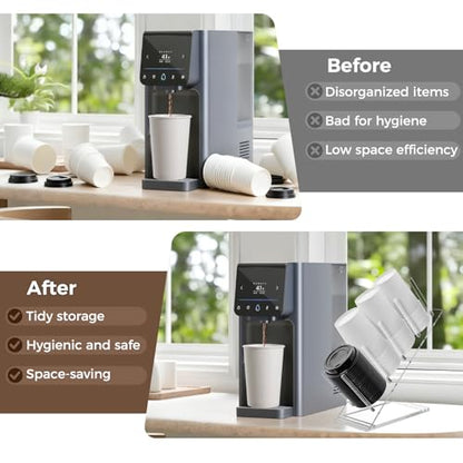 Acrylic Cup and Lid Holder, Adjustable Coffee Cup Holder Organizer Disposable Cup Dispenser Stand Countertop for Coffee Bar Station Bakery Breakroom 4 Compartment - size: No box