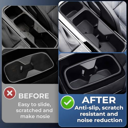 Cup Holder Inserts for KIA Telluride 2025 2024 2023 2022 2021 2020, Interior Accessories Center Console Front & Rear TPE Cup Holders Covers Protector for 2020-2025 Telluride, Black - style: Fits for 2020-2025 Telluride