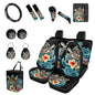 Forchrinse Sea Turtle Car Seat Cover for Men Women Hawaiian Hibiscus 15Pack Auto Interior Set with Steering Wheel Cover/Armrest Cushion/Seatbelt Cover/Car Coaster/Keychain/Handbrake Gear Shift Cover - color: Sea Turtle Hawaiian Hibiscus