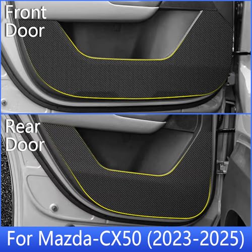 Car Door Anti Kick Pad for Mazda CX-50 CX50 2023 2024 2025 2026 Accessories Carbon Fiber Style Leather Sticker Door Sill Protector Cover Edge Guard Side Mat Interior Dirty