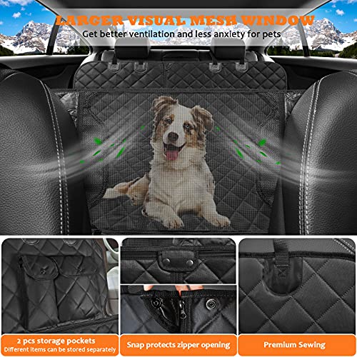 URPOWER 6-in-1 Dog Car Seat Cover for Back Seat, Waterproof Dog Car Hammock with Mesh Window, Non-Slip Pet Backseat Protector for Cars, Trucks and SUVs