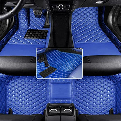 All-Weather car Floor Mats-Suitable for 98% of car Models Watherproof Leather car Floor mat (Blue) - color: Blue