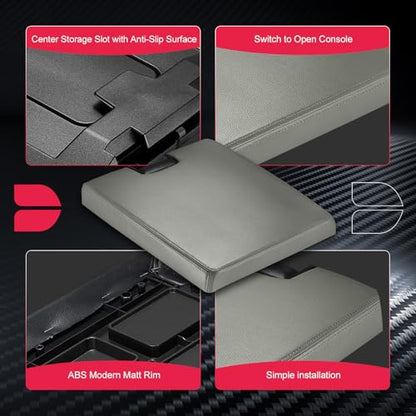 Center Console Lid Replacement Kit Compatible with Chevy Avalanche Silverado Suburban, Compatible with GMC Tahoe Sierra Yukon for 924835, 20864151, 20864153, 20864154, 924-835 - color: Rice White