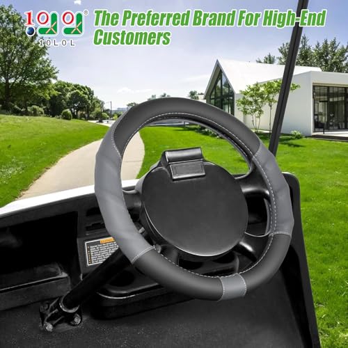 10L0L 13 Inch Golf Cart Steering Wheel Covers for EZGO TXT&RXV 1994-up, Upgraded Microfiber Anti-Slip Steering Wheel Cover with Pu Leather - color: Grey