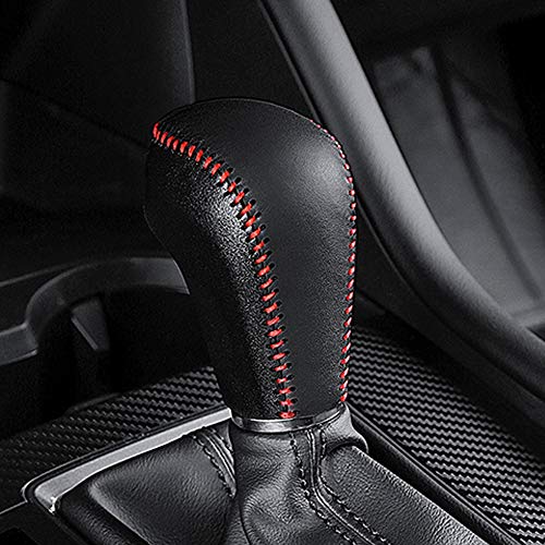 Genuine Leather Automatic at Gear Shift Knob Cover Protector Trim,the car Interior Accessories(Red Stitches),for CX-30(2020-2025) Mazda 3/Mazda 3 Hatchback(2019 2020 2021 2022 2023 2024 2025) CX-50 - color: Red Stitches, size: Mazda 3(2019-2025)/CX-30(202