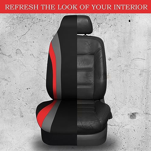 CAR PASS AquaShield Neoprene Waterproof Car Seat Covers Front Seats Only, High Back Bucket Seat Covers,Airbag Compatible,Seat Covers for Women Girl, Universal Fit for Auto Truck Van SUV (Black Red) - color: Black and Red