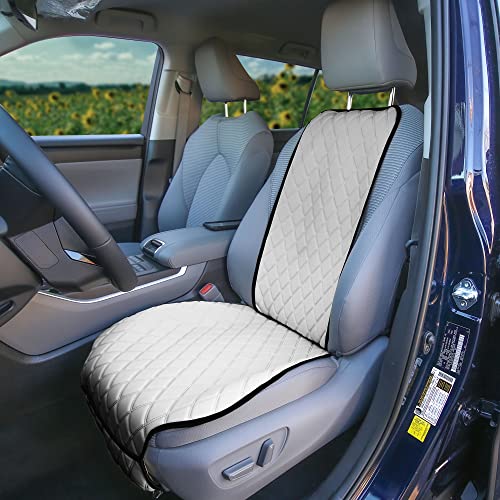 FH Group Car Seat Cushion – Neosupreme Single Front Seat Cover with Front Pockets, Airbag Compatible, Universal Fit Car Seat Cushion for Driver or Passenger Seat, SUV, Truck, Sedan & Van – White - color: White, style: Front