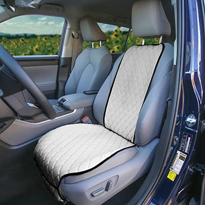 FH Group Car Seat Cushion – Neosupreme Single Front Seat Cover with Front Pockets, Airbag Compatible, Universal Fit Car Seat Cushion for Driver or Passenger Seat, SUV, Truck, Sedan & Van – White - color: White, style: Front