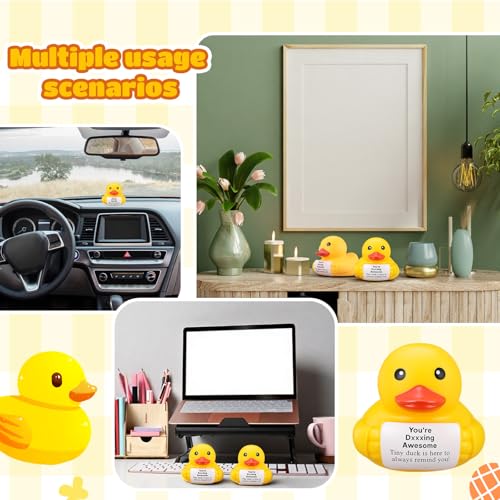 Civaner 7 Inch Emotional Giant Rubber Duck with Positive Message Thank You Gifts Motivational Rubber Duck Gift for Desk, Office, Home Decor Graduation(You're Awesome) - style: You're Ducking Awesome
