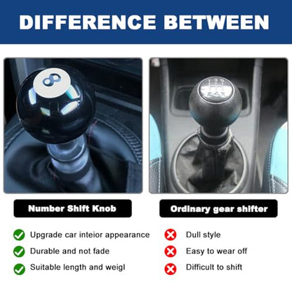 Shift Knob Manual Gear Round 8 Ball Shift Knob Universal 4 5 6 Speed with 3 Adapter Acrylic Gear, Fit for Manual Car (Black 8) - color: 8 Speed(Black)