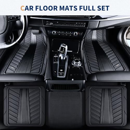 FLORICH Car Floor Mats, Heavy Duty Floor Mats for Cars, 4 Piece All-Weather Floor Mats with Anti-Slip Backing, Waterproof Universal Trim-to-Fit, Automotive Floor Mat for Cars SUV Trucks