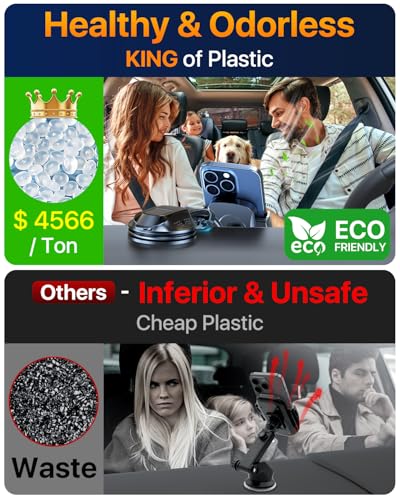 [True Military-Grade Car Phone Holder [2026 Upgraded Strongest Suction & Vent Clip] Cell Phone Car Mount for Dashboard Windshield Vent Truck Cradle Dash Stand,(Black)