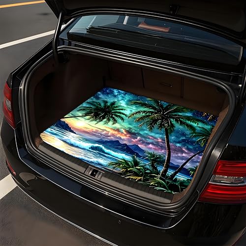 Universal Car Trunk Mat, All Weather Trunk Protection Cargo Liner, Stylish Vehicle Interior Accessories, Durable Cargo Mat Rear Trunk Line Suitable for Most Car (Tropical Beach Palms, 29" x 39") - color: Tropical Beach Palms