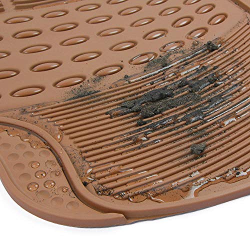 BDK Beige Heavy Duty Front & Rear Rubber Floor Mats Universal Liners for Car SUV Van & Truck, All Weather Protection with Anti-Slip Nibs, Fit Contours of Most Vehicles - color: 554-BG