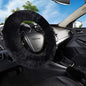 Yontree Fashion Fluffy Steering Wheel Covers for Women/Girls/Ladies Australia Pure Wool 15 Inch 1 Set 3 Pcs (Black) - color: Black, size: Shearing Wool