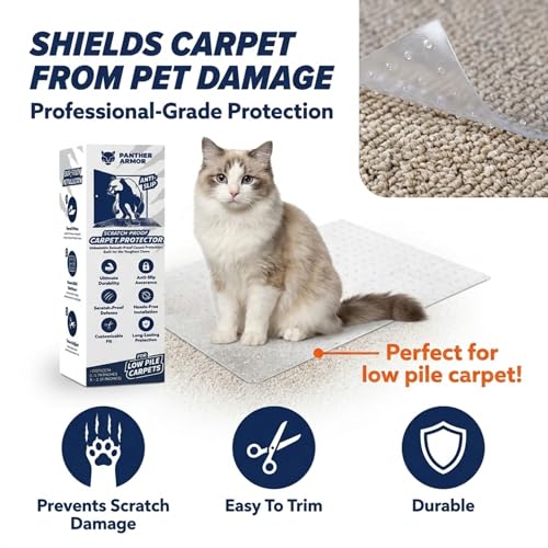 Panther Armor Scratch-Proof Carpet Protector for Pets, Plastic Rug Runner and Cover, 12.2 x 43 inches, Cat Scratch Protector for Doorway, Stop Cat from Scratching, Door Mat