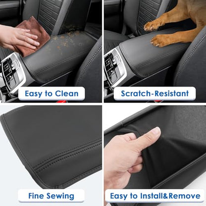 2022-2025 2026 Santa Cruz Center Console Cover for Hyundai Santa Cruz (SE/SEL/Night/SEL Premium/SEL Activity/XRT/Limited), Waterproof &Comfy Leather Armrest Cover 2026 Santa Cruz Accessories - color: (for Santa Cruz) - Leather