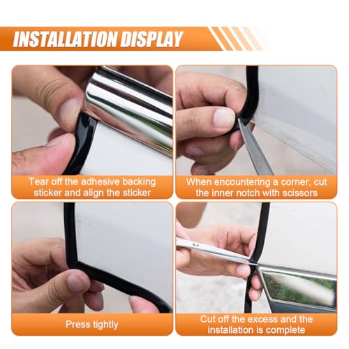 Car Door Edge Guards 16.4ft, Universal U-Shaped PVC Trim Strip Chrome Tape Self-Adhesive, Scratch Resistant Automotive Door Edge Molding Protection for Cars Truck SUV Weatherproof(Silver-5M)