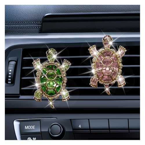 2PCS Bling Tortoise Car Air Vent Clips, Crystal Rhinestone Auto Air Conditioning Outlet Clip, Cute Turtle Car Vent Decorative Clip, Auto Interior Decoration Charm for Women (Tortoise) - size: Tortoise