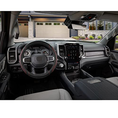 Customized Auto Car Steering Wheel Cover for Dodge RAM 1500 2500 3500, 15.5-16 inch (Diamond Quilted-Black+Red-Large Size) - color: B-Black+Red, size: Large Size (15 ½''-16'')