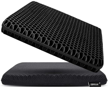 Gel Seat Cushion for Long Sitting Pressure Relief - Wheelchair Cushions for Pressure Sores - Coccyx, Sciatica & Tailbone Pain Relief Cushion - Non-Slip Butt Pillow for Office, Home, Car (Black)