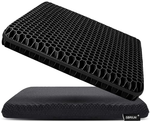 Gel Seat Cushion for Long Sitting Pressure Relief - Wheelchair Cushions for Pressure Sores - Coccyx, Sciatica & Tailbone Pain Relief Cushion - Non-Slip Butt Pillow for Office, Home, Car (Black)