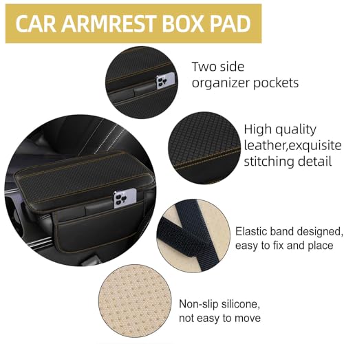 NBTEPEM 6 PCS Car Steering Wheel Cover Set, Microfiber Leather Steering Wheel Covers Universal 14.5-15 inch, Center Console Cover, Seat Belt Cushion, Cup Holder Coaster, Car Accessories Set Beige - color: Black with beige, size: Steering Wheel Cover Set