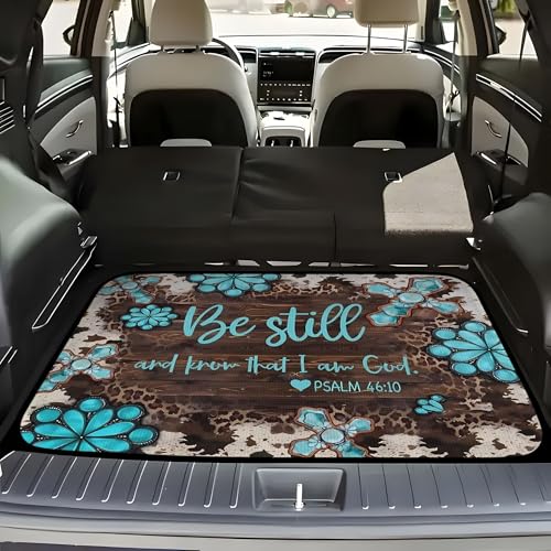 Universal Car Trunk Mat, All Weather Trunk Protection Cargo Liner, Stylish Vehicle Interior Accessories, Durable Cargo Mat Rear Trunk Line Suitable for Most Car (Blue Vintage Pattern, 29" x 39") - color: Blue Vintage Pattern