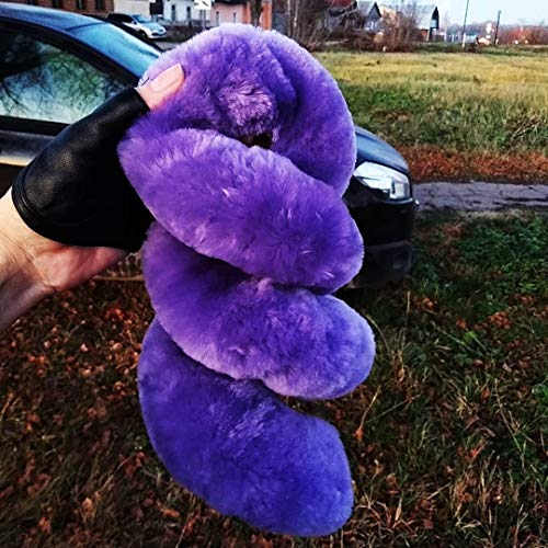 Soft Fluffy Sheepskin Car Steering Wheel Cover for Universal Auto Vehicle Women Man 14 1/2 inch-15 1/2inch Fuzzy Accessories (Alpine Green)