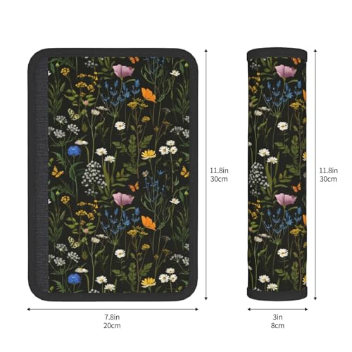 Floral Steering Wheel Cover Elastic Non-Slip Car Steering Wheel Covers with Seat Belt Shoulder Pad for Women Men - color: Floral