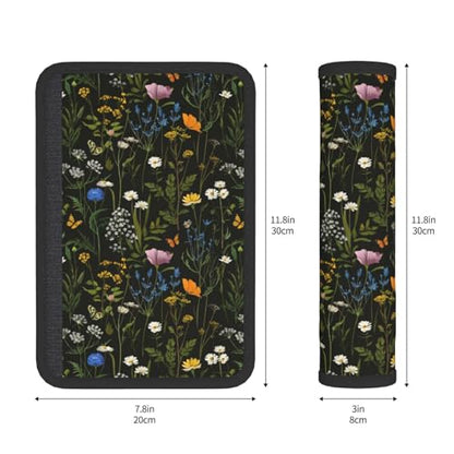 Floral Steering Wheel Cover Elastic Non-Slip Car Steering Wheel Covers with Seat Belt Shoulder Pad for Women Men - color: Floral