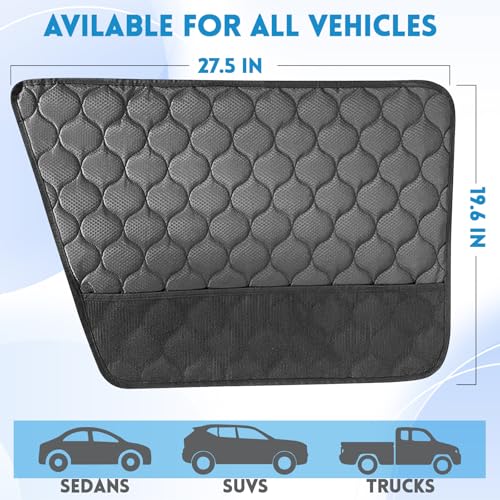 Dog Car Door Protector Universal Extra Thick & Big Pet Vehicle Door Guard Cover with Storage Pockets for Sedans, Trucks, SUVs, Anti-Scratch Nonslip Machine Washable Black (2 Pack)