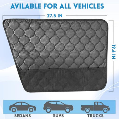 Dog Car Door Protector Universal Extra Thick & Big Pet Vehicle Door Guard Cover with Storage Pockets for Sedans, Trucks, SUVs, Anti-Scratch Nonslip Machine Washable Black (2 Pack)