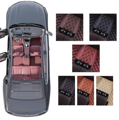 Luxury Leather Car Floor mats Custom Personalized Full Coverage car Floor mat for 99% of Cars. (Beige)