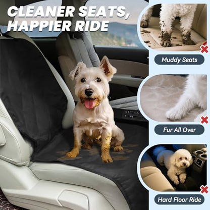 VIVAGLORY Dog Front Seat Cover Seatflex Car Seat Protector for Dog, Car Cover for Pet, Front Single Bucket Captain Chair Protector, Standard, Black, 1Pack