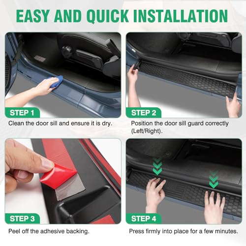 HOCHO Fit for Jeep Door Sill Guards, Upgraded Thicker Rubber US Flag Pattern Door Sill Guards Fit for 2018-2025 Jeep Wrangler JL JLU Accessories & Gladiator Accessories 4 Doors