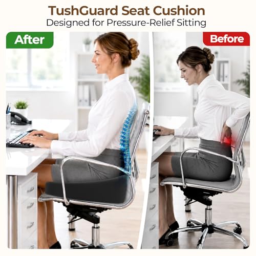 Ergonomic Donut Pillow Seat Cushion with Raised Rear Support, Large Memory Foam Cushion for Tailbone, Hemorrhoids & Sciatica Relief, Office Chair, Car, Travel, Postpartum, Black - color: Black
