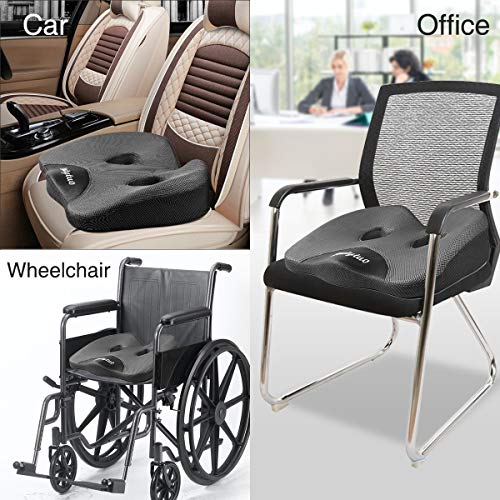Seat Cushion Pillow,100% Memory Foam and Washable Cover,for Office Chair,Car Seat and Wheelchair,Tailbone & Sciatica & Back Pain Relief - color: Gray