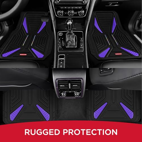 Rubbermaid Car Mat Full Set, Universal Trim-to-Fit Heavy-Duty Car Floor Mats – 4-Piece Set for All Weather Protection – Durable Rubber Mat for Cars, Trucks, SUVs & Vans-Purple - color: Purple