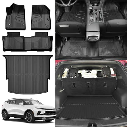 AOMSAZTO Floor Mats & Cargo Liner for 2019-2025 2026 Chevy Blazer (Not for EV) - 1st & 2nd Row All Weather Protection Floor Liners Waterproof Car Trunk Mat for Chevrolet Blazer