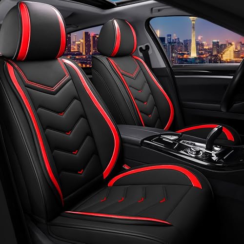Car Seat Covers for Ford Fusion 2006-2020, Stylish Sport Seat Cover, Premium Nappa Leather Car Seat Cover. Automobile Seat Covers Sets.(Standard 2 Seats/Black Red) - color: Black Red, size: Standard 2 Seats