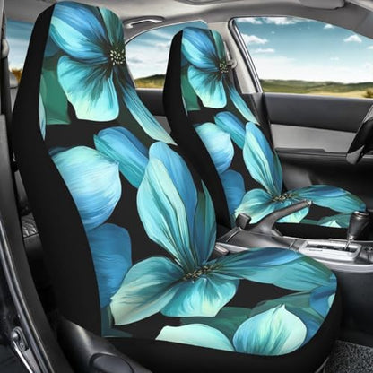 Pehede Car Seat Cover Beautiful Blue Flowers Front for Cars, Easy to Install Cover Set, Accessories Auto Trucks Van SUV,2 Packs - color: Multi01