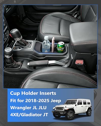Cup Holder Inserts for Jeep Wrangler JL JLU 4xe & Gladiator JT 2018-2025, Non-Slip TPE Cup Holder Liners & Center Console Inserts, Interior Accessories Protect Against Spills, Scratches and Rattles - size: For Wrangler/Gladiator 2018-2025