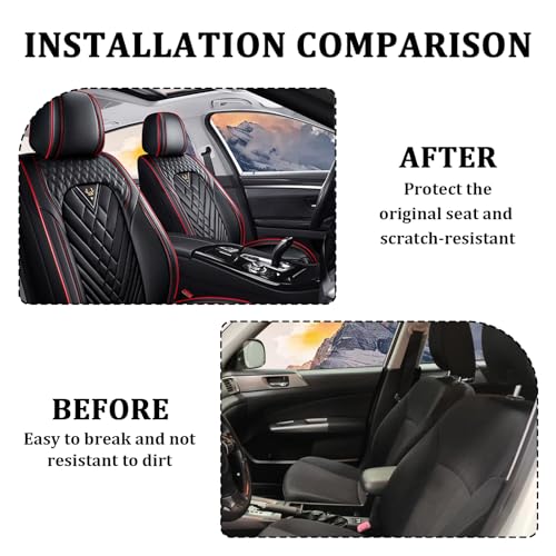 Car Seat Covers Front Seats for Honda Civic 2000-2026, Waterproof Nappa Leather Car Seat Covers, Full Coverage Car Seat Covers Sets(2 Seats/Black Red) - color: Black Red 2 Seats, size: Honda Civic 2000-2026